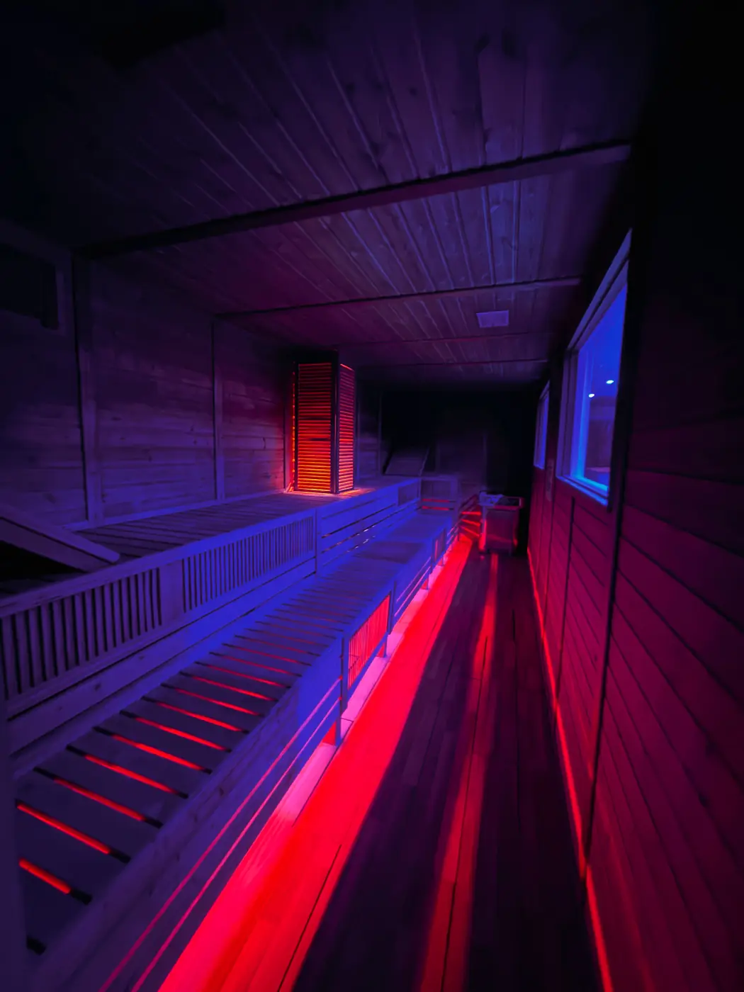 Interno della sauna in legno